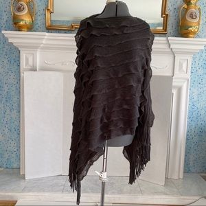 Max Edition Charcoal Gray Ruffle Tired Cape Poncho